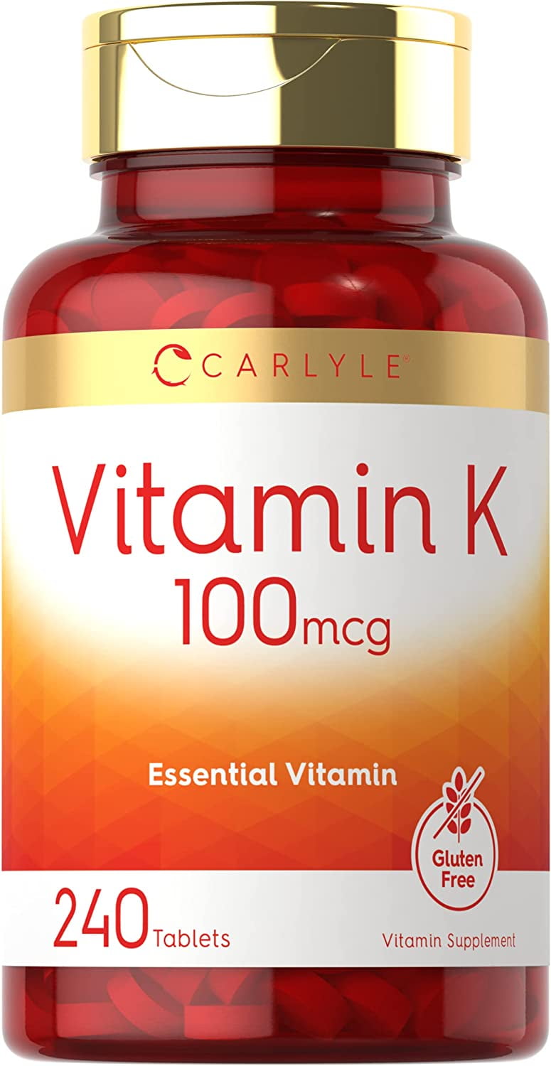 Vitamin K 100 Mcg | 240 Tablets | Vegetarian Supplement | For Men and Women | by Carlyle