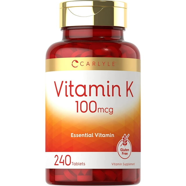 Vitamin K 100 Mcg 240 Tablets Vegetarian Supplement by Carlyle