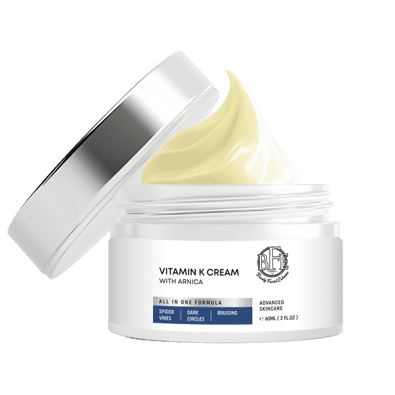 Beauty Facial Extreme Vitamin K Cream for Bruising, Spider Veins, Broken Capillaries, Under Eye Dark Circles, Fine Lines, Puffiness, and Wrinkles, 60 mL