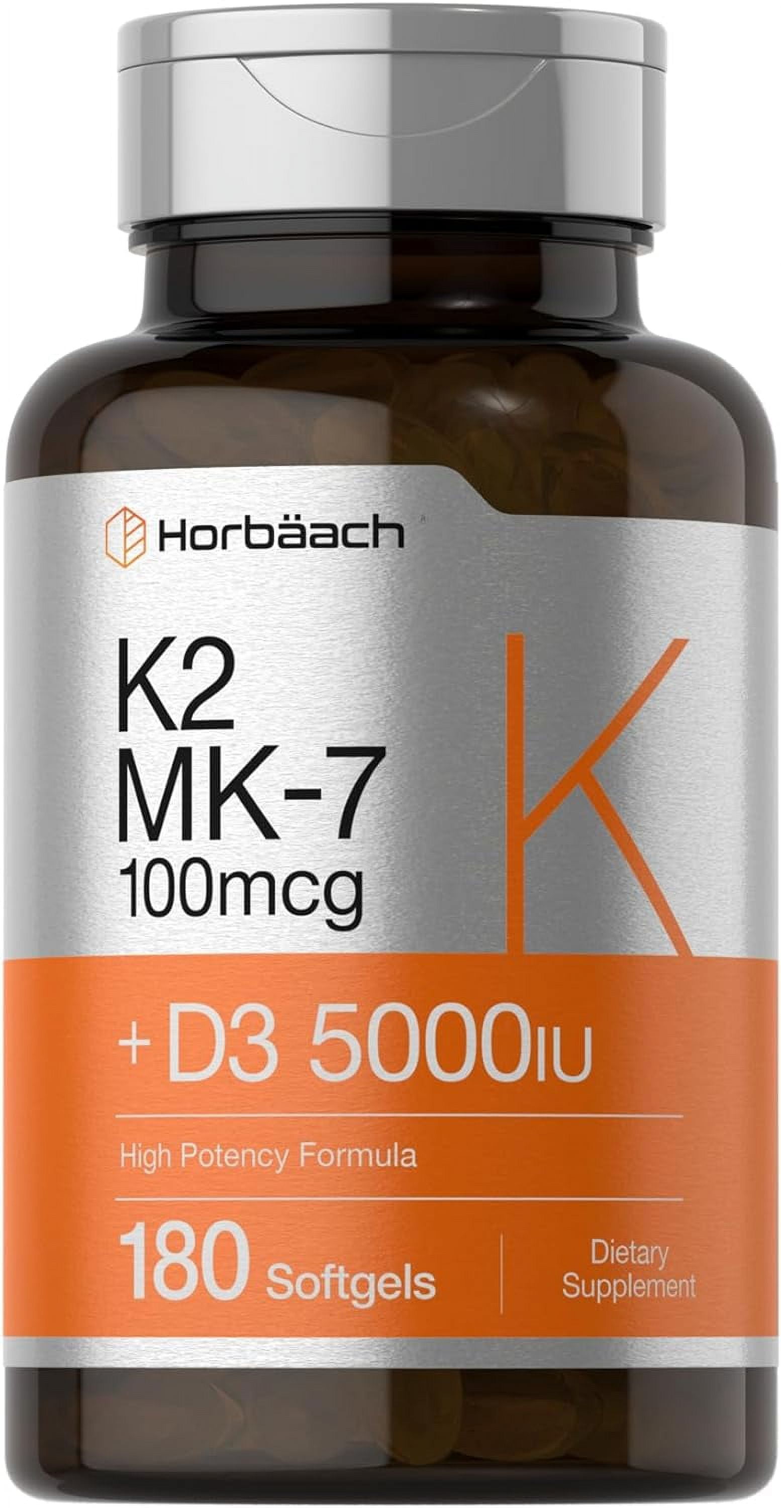 Vitamin K2 Complex with D3 | 180 Softgel Capsules | By Horbaach