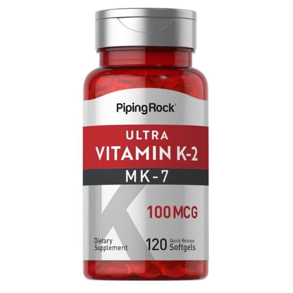 Vitamin K2 MK-7 | 100 mcg | 120 Softgels | Non-GMO, Gluten Free Supplement | By Piping Rock