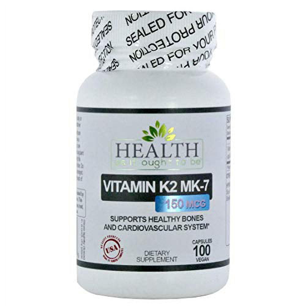 Vitamin K2 MK7 150mcg 100 Capsules (Does not Contain K1 or MK4) Works with Vitamin D Soy