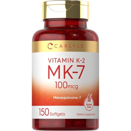 Vitamin K2 MK7 100mcg | 150 Softgels | For Men and Women | Non-GMO, Gluten Free | by Carlyle