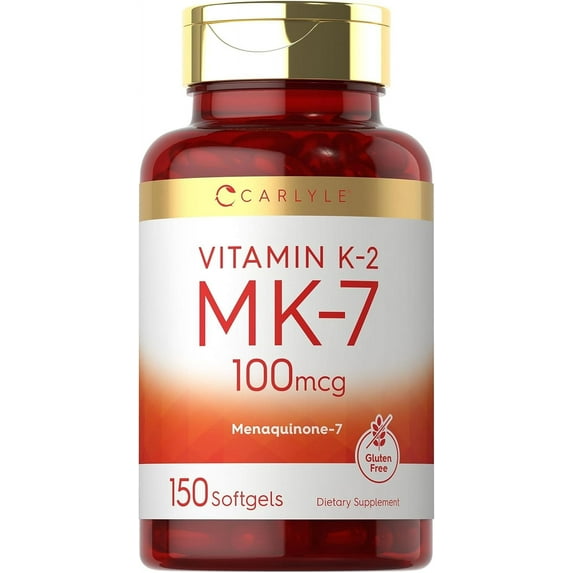 Vitamin K2 MK7 100mcg | 150 Softgels | For Men and Women | Non-GMO, Gluten Free | by Carlyle