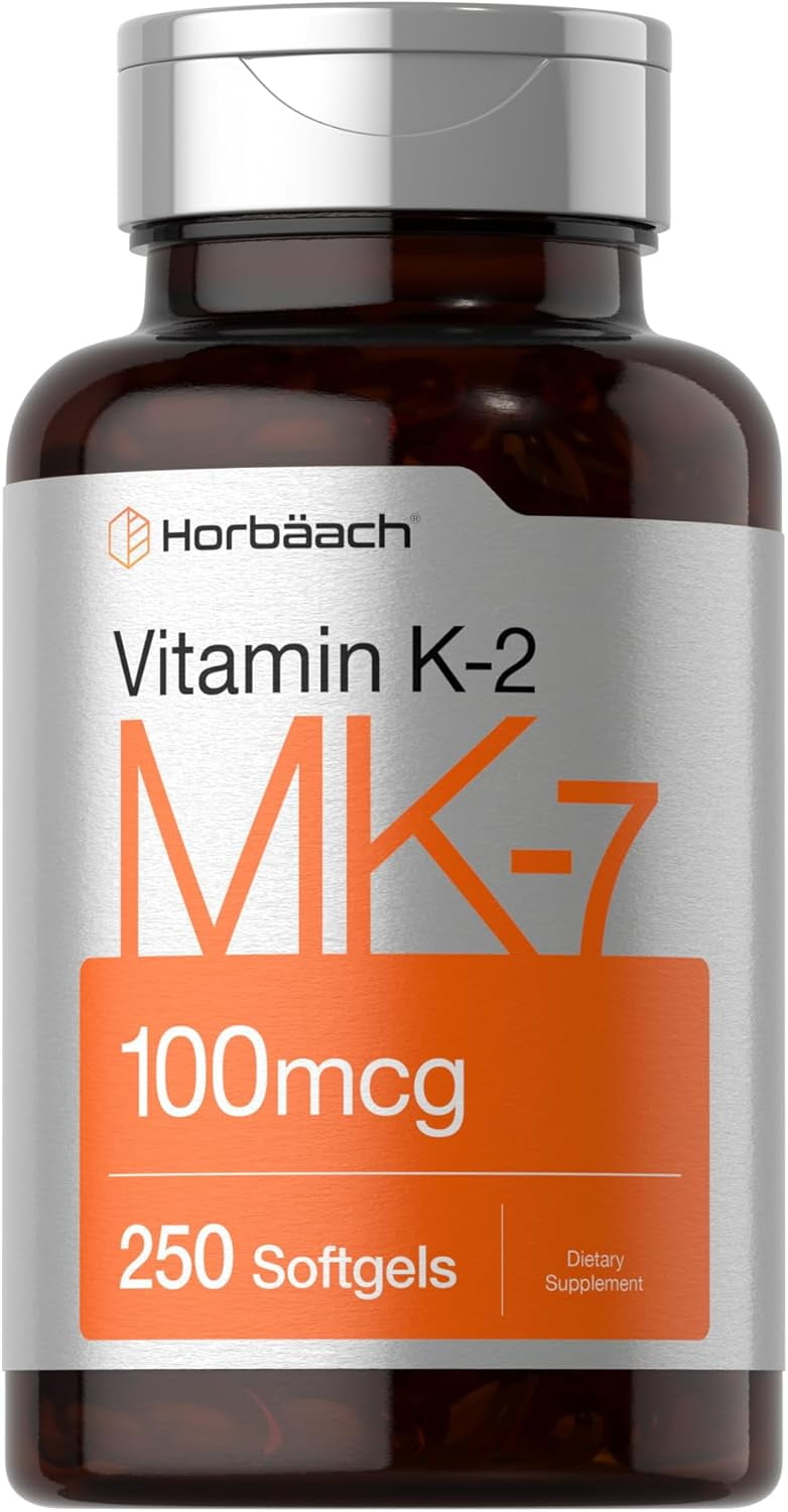 Vitamin K2 MK7 100mcg | 250 Softgels | Non-GMO. Gluten Free Supplement | by Horbaach
