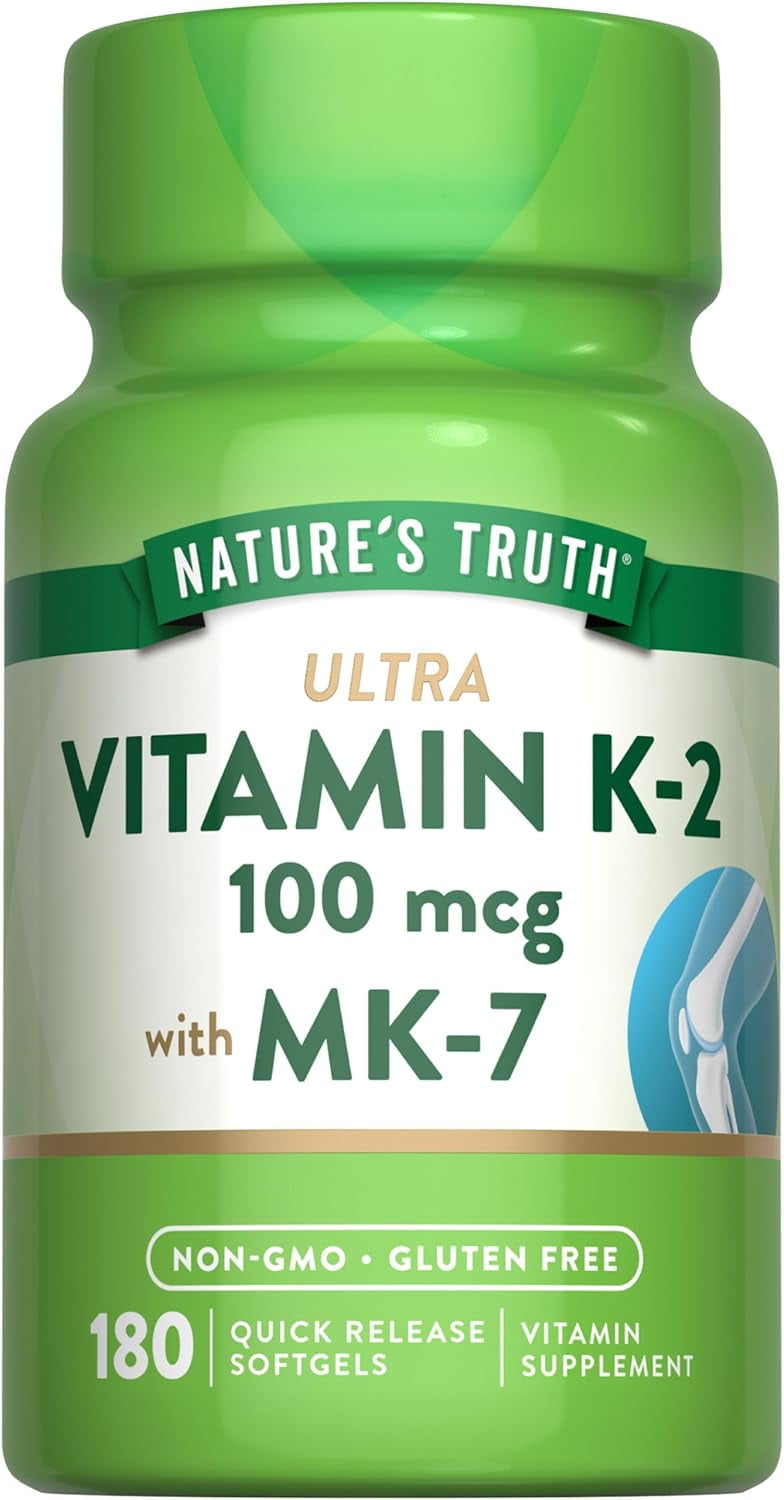 Vitamin K2 MK7 Complex | 100 mcg | 180 Softgels | by Nature's Truth