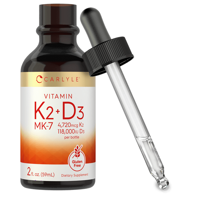 Vitamin K2 MK7 and D3 Liquid Drops 2 fl oz Vegetarian Supplement