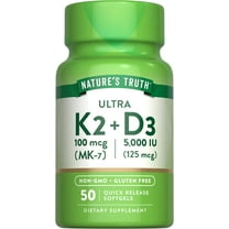 Vitamin K2 Supplement | 800 mcg  | 50 Softgels | MK4 MK7 Complex | by Nature's Truth