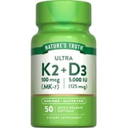 Vitamin K2 Supplement | 800 mcg | 50 Softgels | MK4 MK7 Complex | by Natures Truth