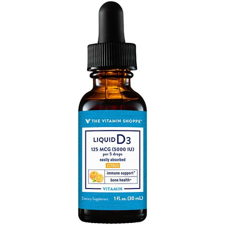 Vitamin Liquid D3 5000IU, Supports Bone & Immune Health, Aids in Healthy Cell Growth & Calcium Absorption, Citrus Flavor, 1 Fluid Ounce  by The Vitamin Shoppe