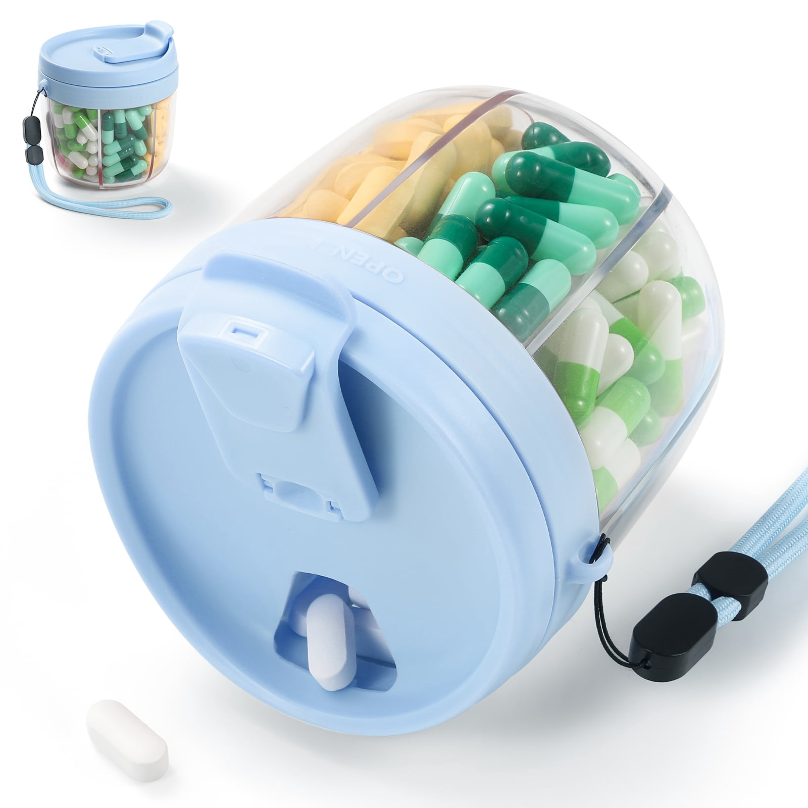 [Vitamin Organizer] Portable pill dispenser with 7-compartment vitamin ...