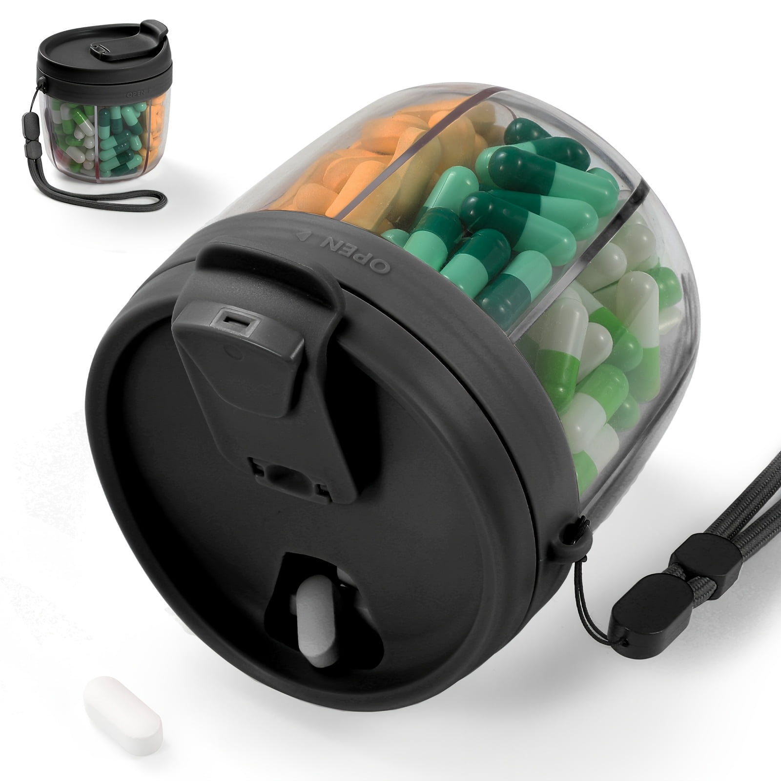 [Vitamin Organizer] Portable pill dispenser with 7-compartment vitamin ...