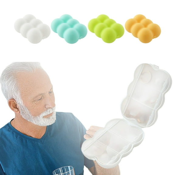 Vitamin Organizer Travel Case | 6 Compartments Pill Box | Portable Small Unique Shape | Large Space for Supplements | Easy Carry Sealed Design | 1Pc | 9.5x6.7x3.3cm | Green, White, Blue, Orange