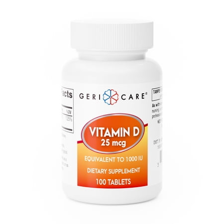 Vitamin Supplement Geri-CareÂ® Vitamin D3 1000 IU Strength Tablet 100 per Bottle