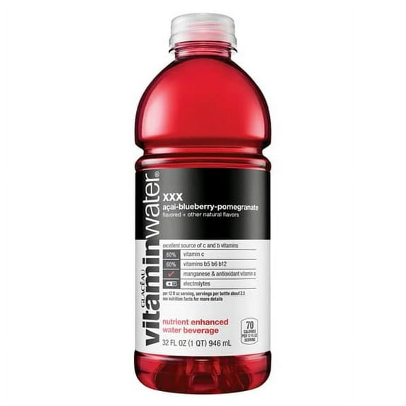 Vitamin Water XXX Acai Blueberry Pomegranate 32 oz Plastic Bottles - Pack of 15