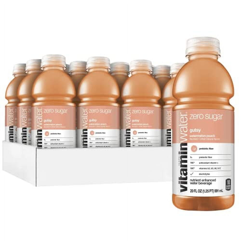 Vitamin Water ZERO Sugar Gutsy Watermelon Peach 20 Fl Oz Bottles