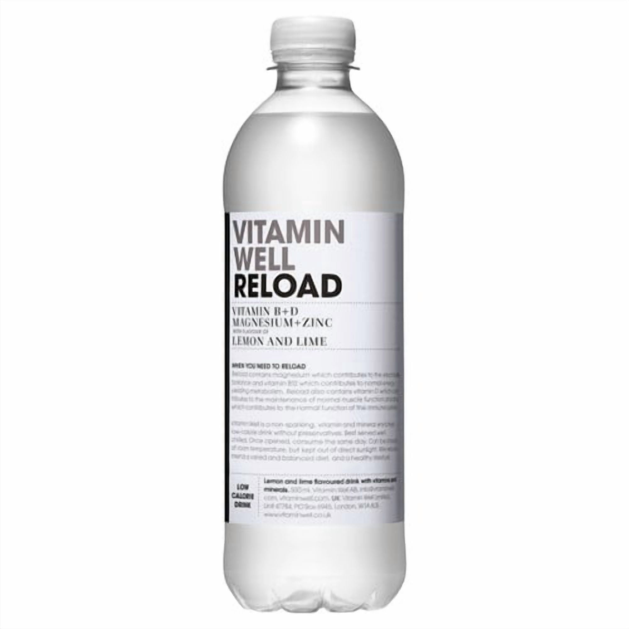 Vitamin Well Water Reload Lemon & Lime 500ml, British Import (Pack of 6)