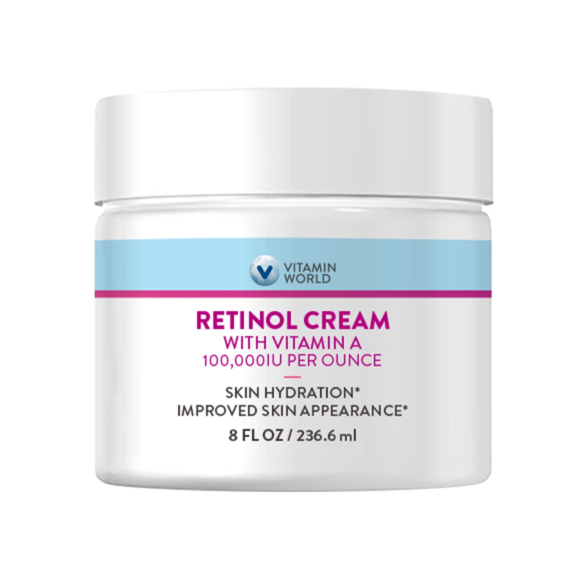 Vitamin World Retinol Cream 100,000 IU 8 oz., Gentle Retinol Night Cream for Face with Retinyl Palmitate & Dual Vitamin E & Coconut Oil, Face Moisturizer, Anti-Aging Wrinkle Cream