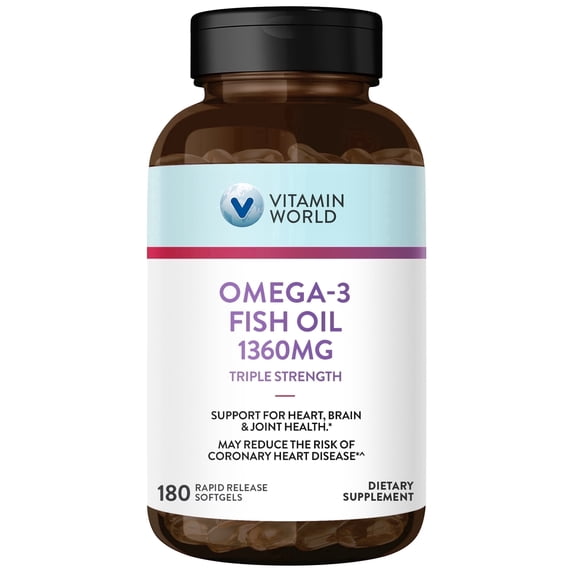 Vitamin World, Omega-3 Fish Oil, 1360 mg, 180 Softgels - Walmart.com