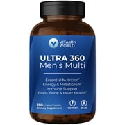 Vitamin World Ultra 360 Multivitamin for Men, Mens Multivitamin with Herbs & Antioxidants for Energy & Performance, Supplement with Vitamin A, C, D, E, B12 & Zinc for Immune Support, 180 Caplets
