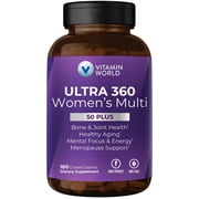 Vitamin World Ultra 360 Multivitamin for Women 50 Plus, Womens 50+ Multivitamin with Minerals & Herbs for Menopause Support, Supplement with Vitamin B, D, E & Zinc for Healthy Aging, 180 Caplets