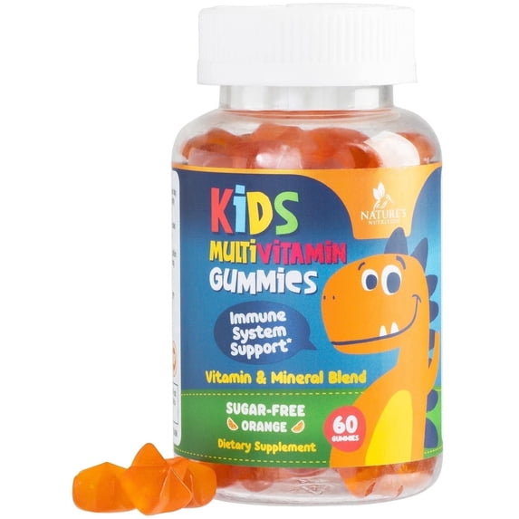 Kids Multivitamin Gummies, Improved Sugar-Free Formula - 100% Daily Folate, Kids Vitamins with Essential Vitamins A, C, D3, E, B6, B12 & Zinc for Immune Support - Delicious Orange Flavor - 60 Gummies