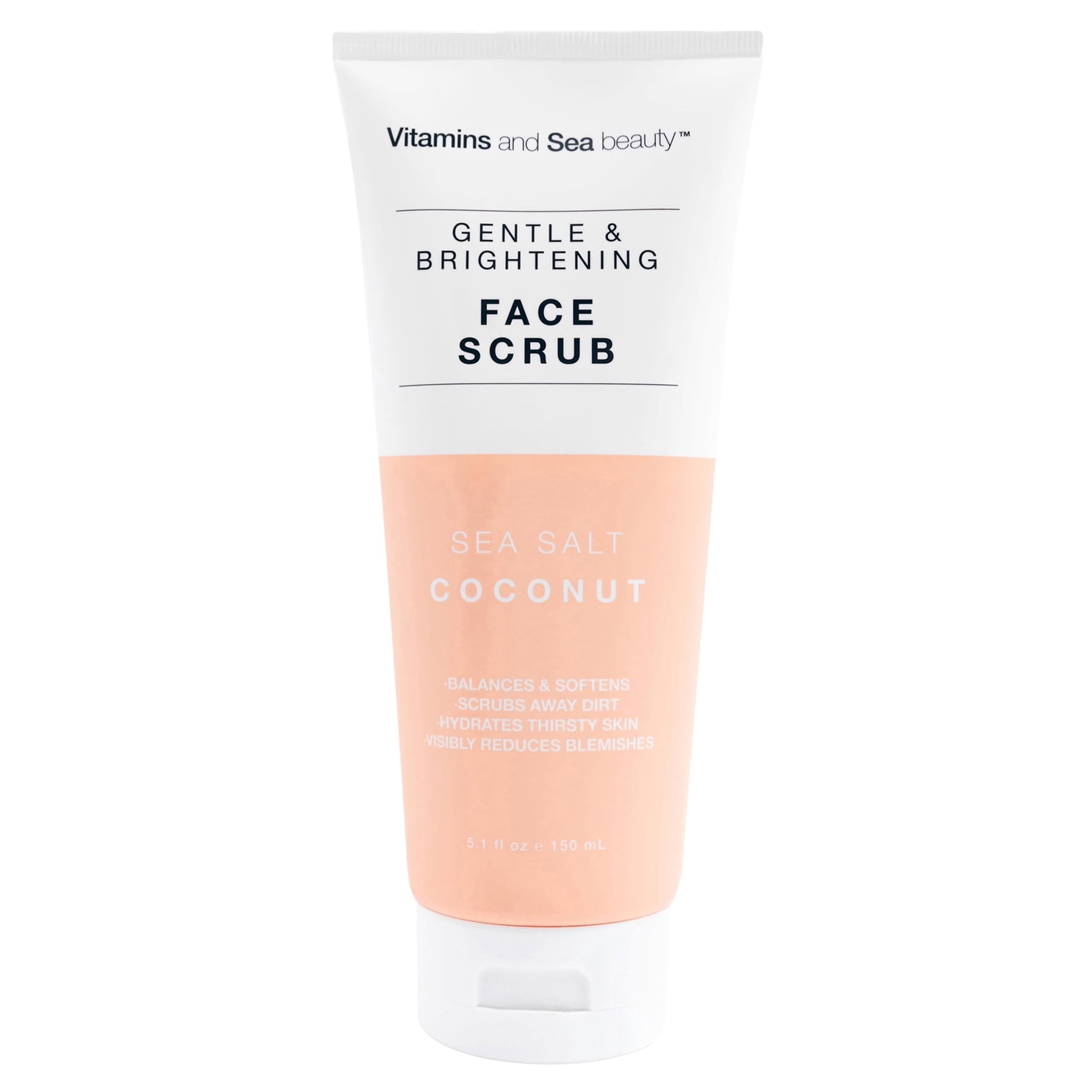 Vitamins and Sea beauty Gentle & Brightening Sea Salt & Coconut  Face Scrub, 5.1 fl oz