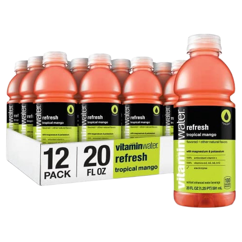 Vitaminwater Refresh Electrolyte Enhanced Water W/ Vitamins, Tropical Mango Drinks, 20 Fl Oz, 12 Pack
