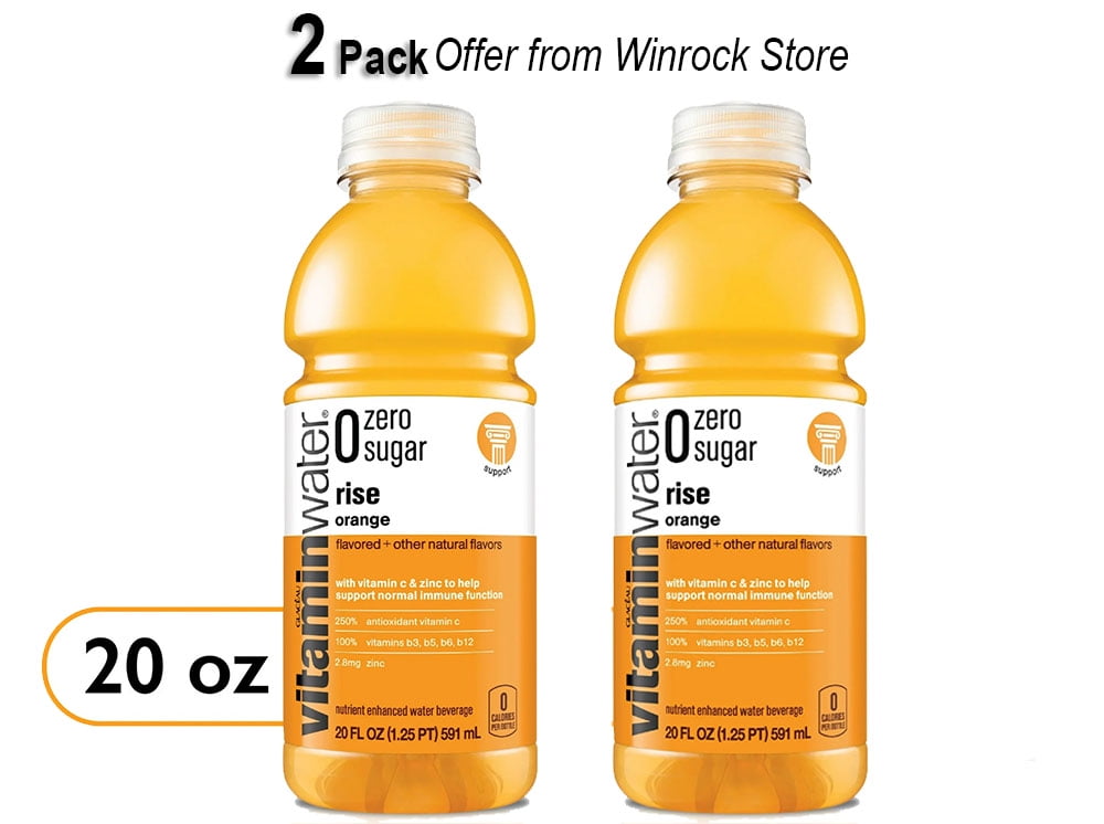 Vitaminwater Rise Zero Sugar Orange Flavored Water Beverage, 20 fl oz (2 Pack)