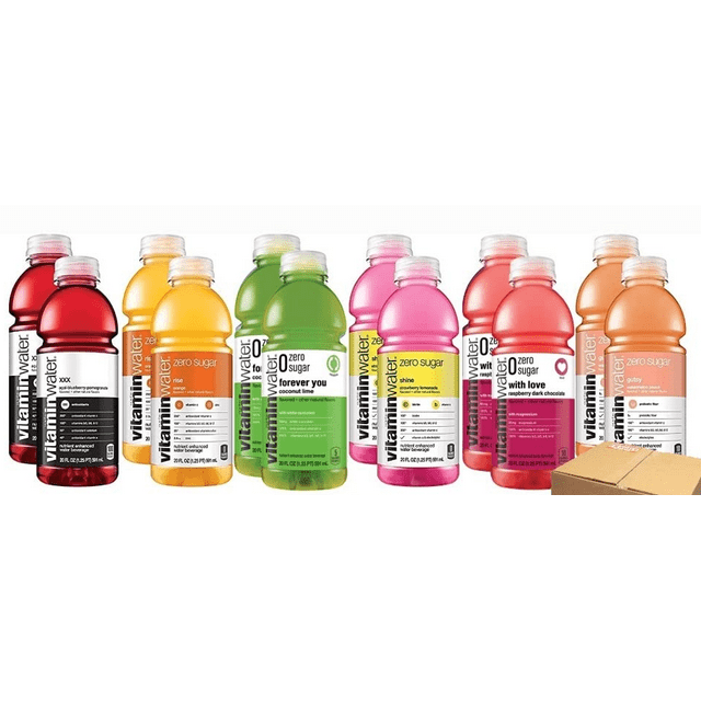 Vitaminwater ZERO Sugar Variety Pack - XXX, Rise, Gutsy, Shine, With Love, Forever You - 20 Oz Bottles - 12 Pack