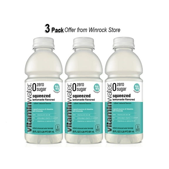 Vitaminwater Zero Sugar Squeezed Lemonade Flavored Water Beverage, 20 fl oz (Pack of 3 Bottles) Offer from Winrock Store