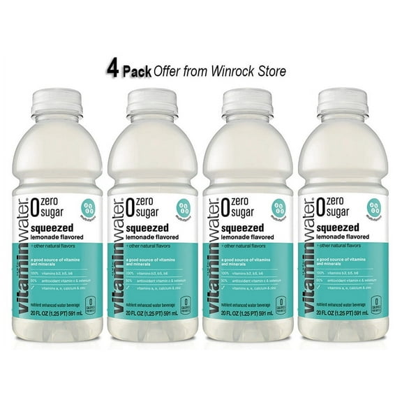 Vitaminwater Zero Sugar Squeezed Lemonade Flavored Water Beverage, 20 fl oz (Pack of 4 Bottles) Offer from Winrock Store