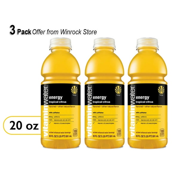 Vitaminwater energy electrolyte enhanced water, tropical citrus drink, 20 fl oz (3 Pack)