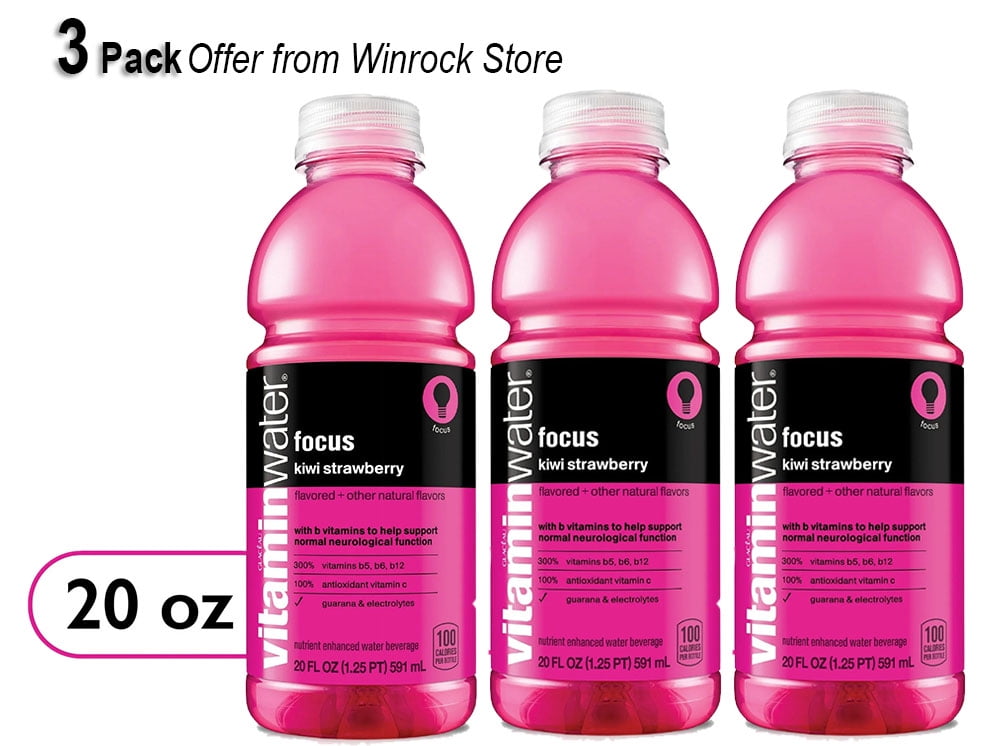 Vitaminwater focus electrolyte enhanced water, kiwi-strawberry drink, 20 fl oz (3 Pack)