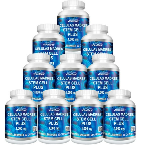 Vitamisan Stem Cell Plus 1000 mg AFA Blue Green Algae with Spirulina Natural Vitality & Antioxidant Support 60 Capsules Each 10 Bottle Wholesale Pack Made in USA