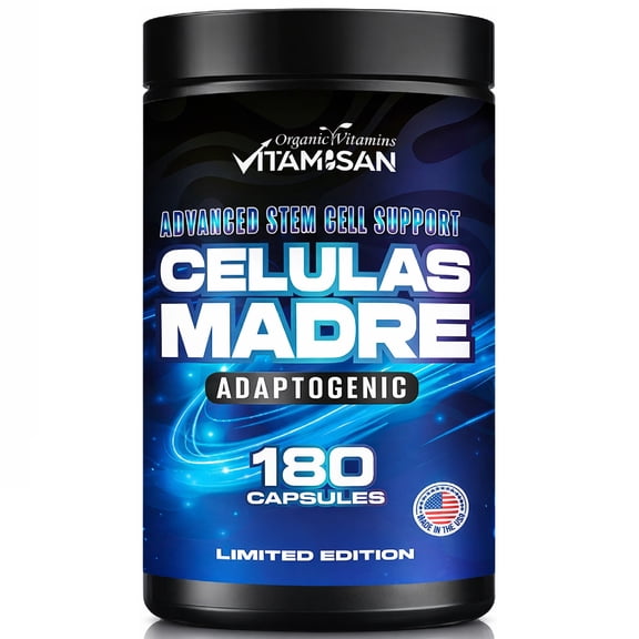 Vitamisan Stem Cell Support Celulas Madre Adaptogenic Lions Mane, Beta Glucans, AFA, Spirulina Brain & Immune Health 180 Capsules Non-GMO, Gluten Free, Made in USA