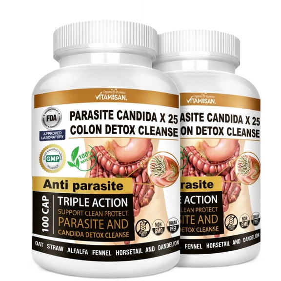 Vitamisan X25 Colon Detox Cleanse 2 Pack 200 Capsules Total Plant-Based Herbal Digestive Support Non-GMO, Sugar Free
