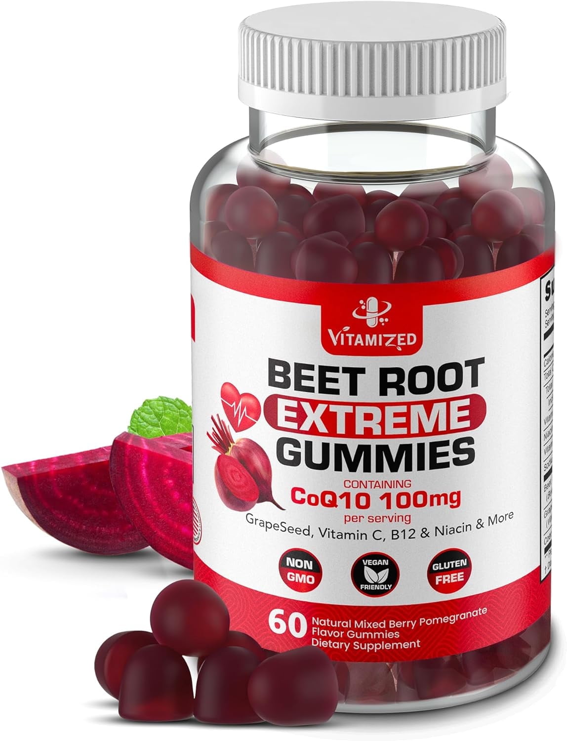 Vitamized Extreme Beetroot Formula & COQ10 100mg for Healthy Circulation Energy, 60 Pc.