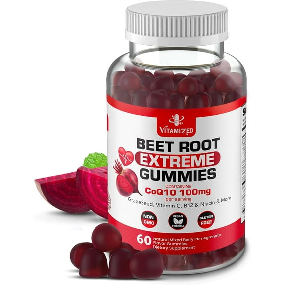 Vitamized Extreme Beetroot Formula & COQ10 100mg for Healthy Circulation Energy,  60 Pc.