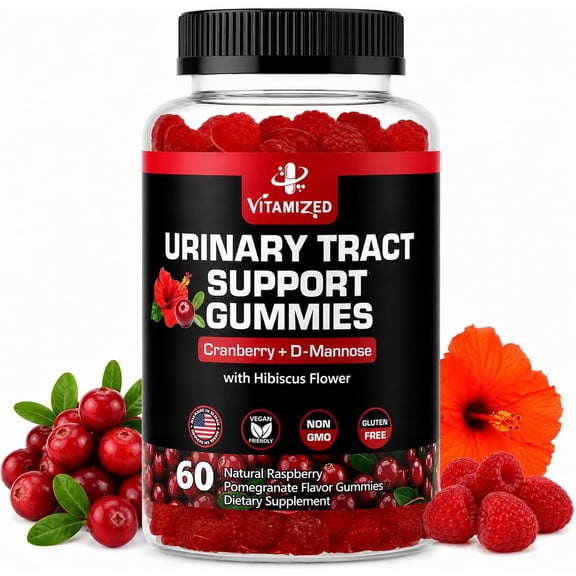 Vitamized Potent Cranberry Gummies & D Mannose - Urinary Tract Health Support, 60 Capsules