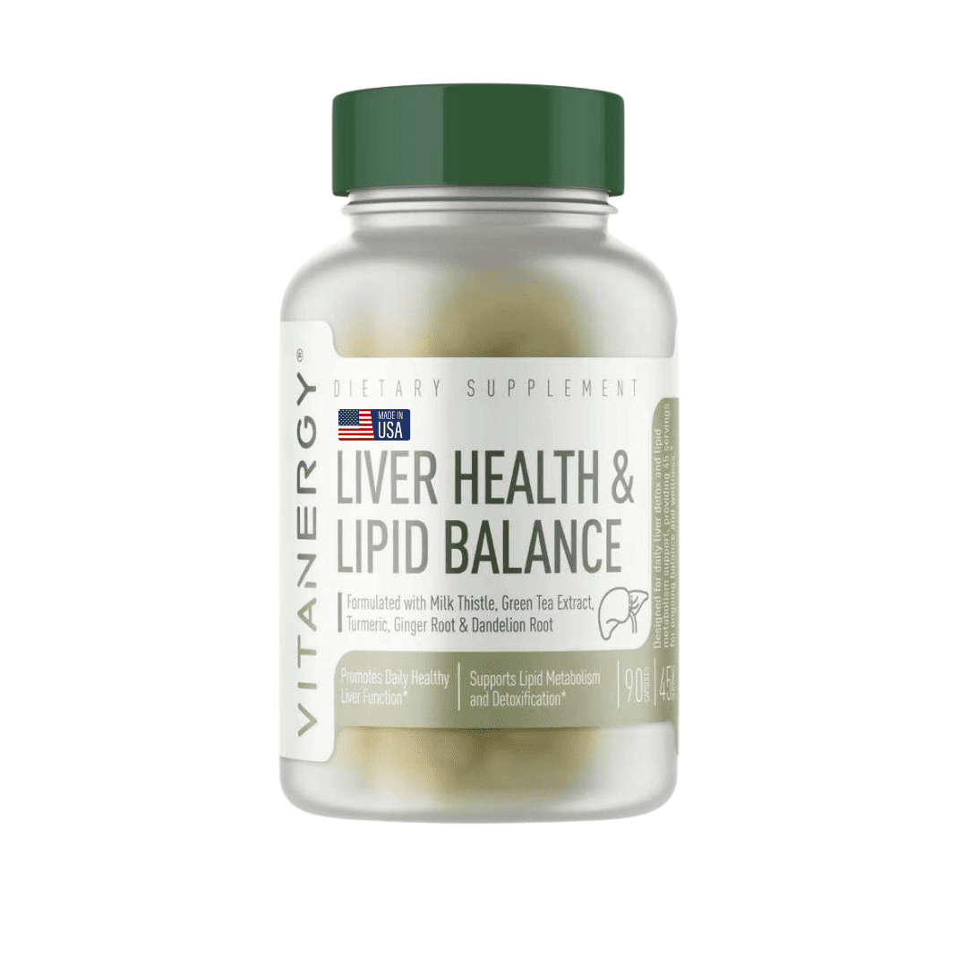 Vitanergy Liver Health & Lipid Balance – Milk Thistle, Green Tea, Turmeric, Ginger & Dandelion Root Extracts – Supports Normal Liver Function & Healthy Fat Metabolism – Made in USA, 90 Capsules