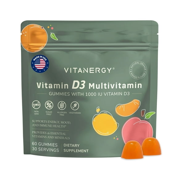 Vitanergy Women's Multivitamin Gummies D3 & K2, Energy, Metabolism & Heart Support, 60 Count