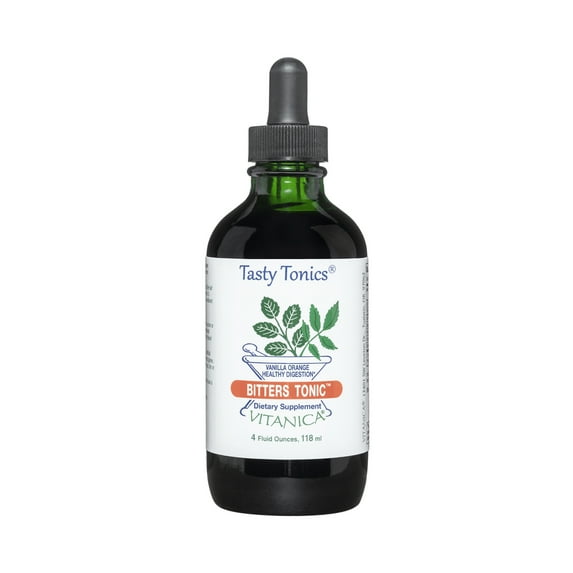 Vitanica Bitters Tonic, Liquid Digestion Supplement, Digestion Support, Alcohol Free, Vanilla Orange, Vegan, 4 Ounce