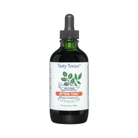 Vitanica Bitters Tonic, Liquid Digestion Supplement, Digestion Support, Alcohol Free, Vanilla Orange, Vegan, 4 Ounce