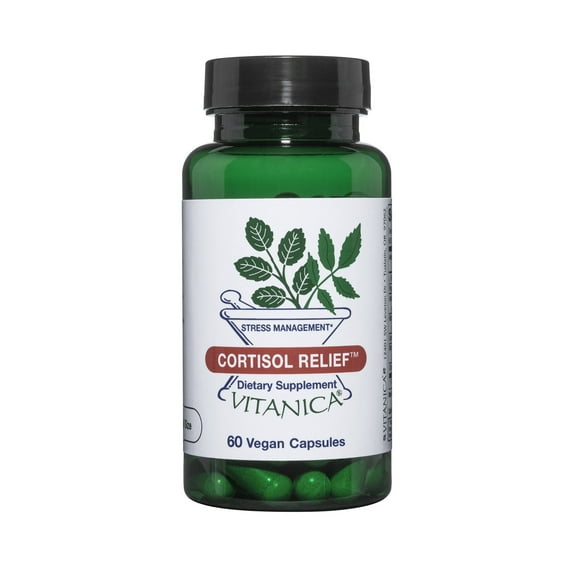 Vitanica Cortisol Relief, Dr. Formulated Sleep, Stress, Cortisol Manager Supplement, Vegan, 60 Capsules