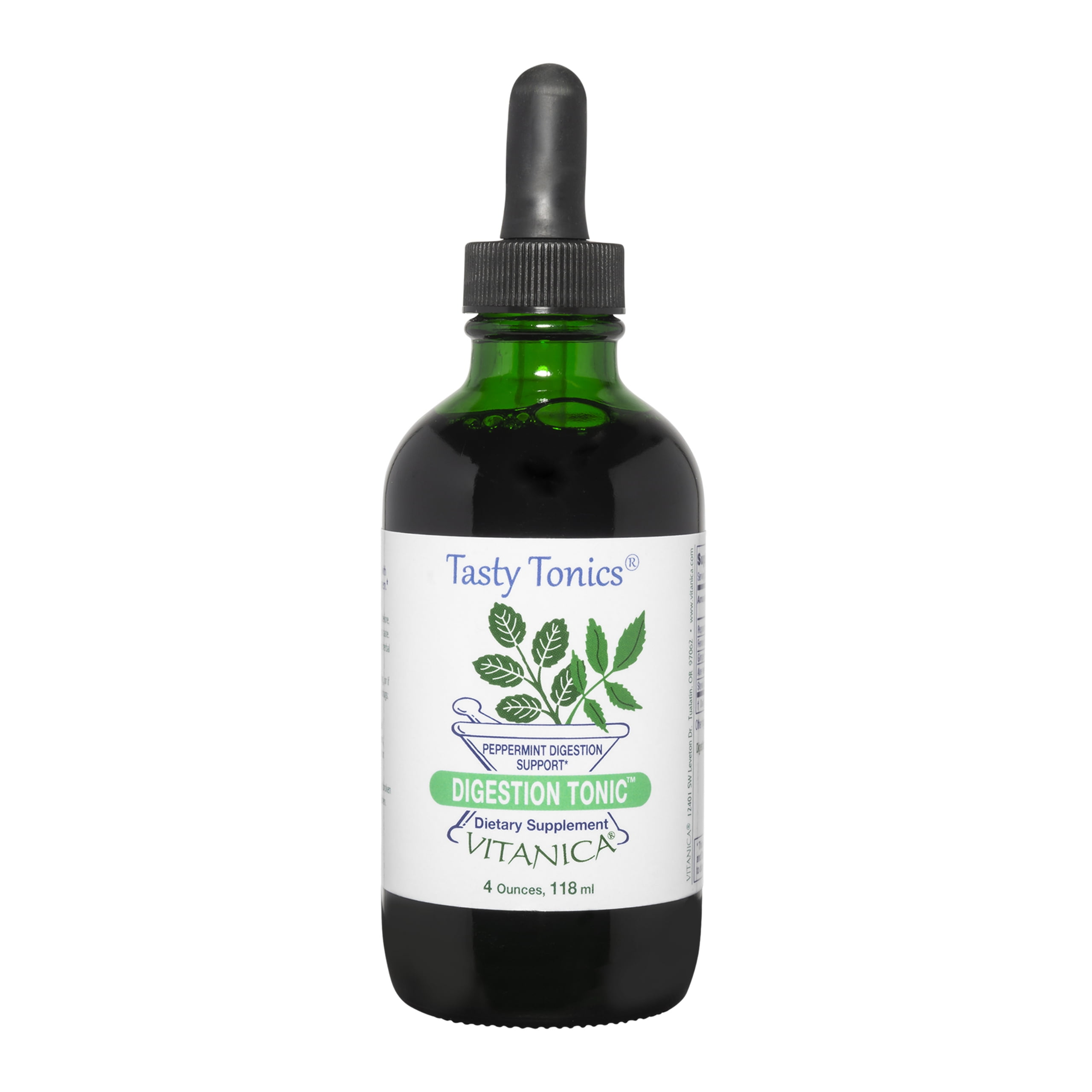 Vitanica Digestion Tonic, Gas and Bloating Relief Supplement, Organic, Improve Digestive Function & Gut Health, for Women & Men, Peppermint Oil Fennel Ginger & Aloe Vera Vegan, 4 Oz