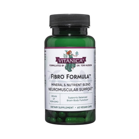 Vitanica FibroFormula, Saffron Extract 60mg, 5 HTP 100mg, Pea 300mg, Dr Formulated Neuro Muscular Support Supplement, Vegan, Non-GMO, 60 Capsules