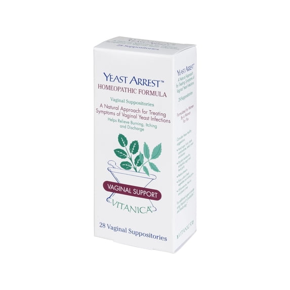 Vitanica Homeopathic Vaginal Suppositories, Relieves Burning, Itching & Discharge, with Boric Acid, Tea Tree Oil & Probiotics, Vegan (Pro Logo, 28)