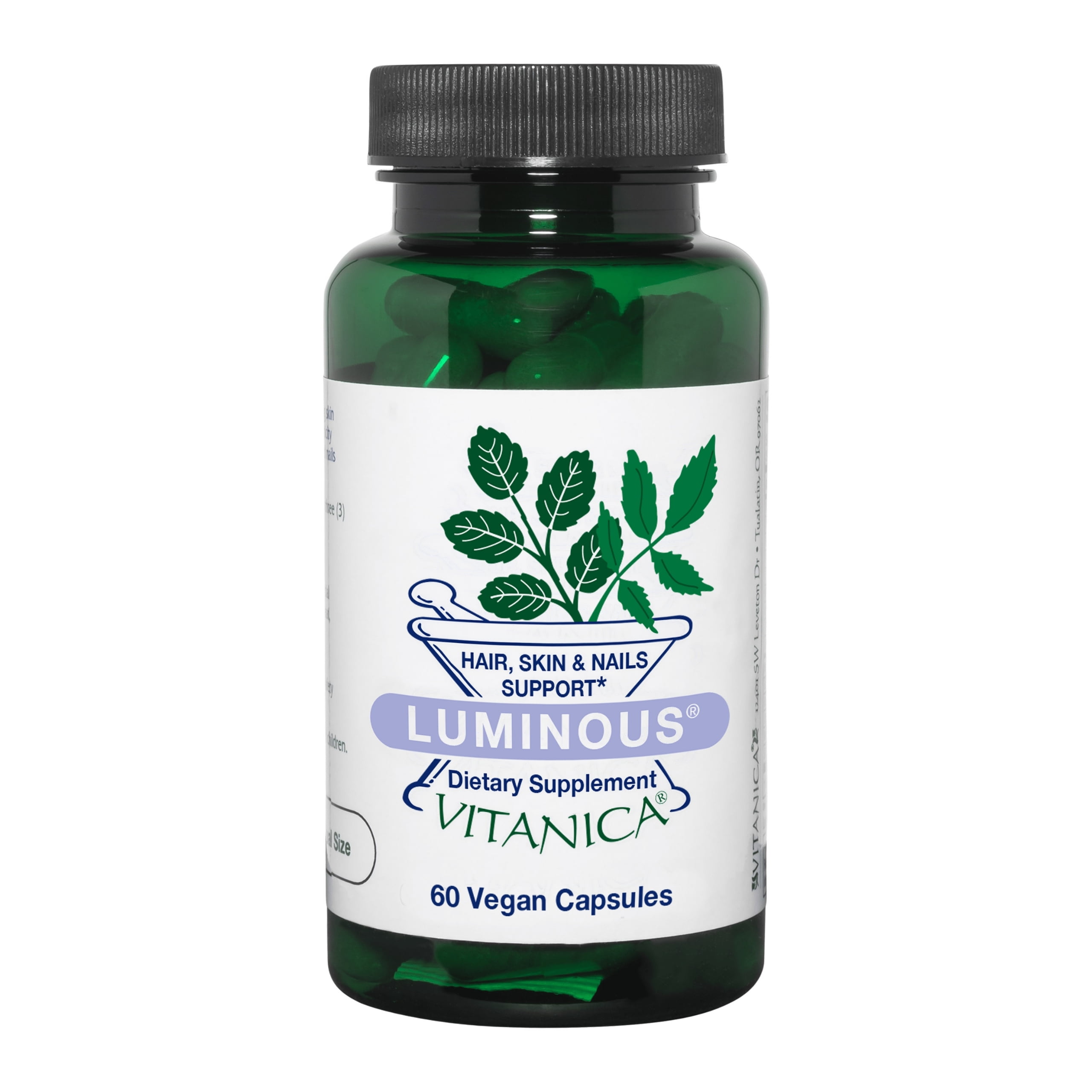 Vitanica Luminous, Hair, Skin and Nail Support, Vegan, 60 Capsules