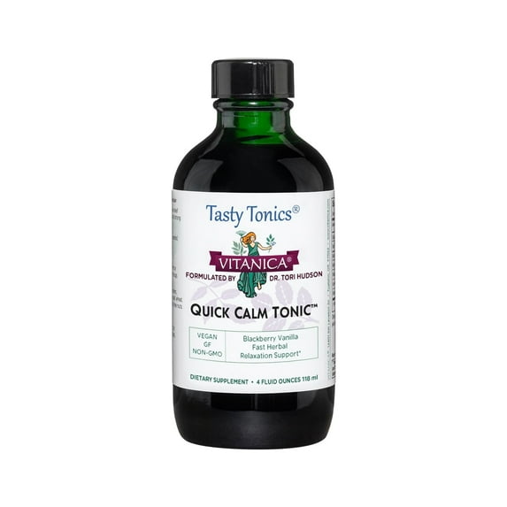 Vitanica Quick Calm Tonic, Blackberry Vanilla Quick Relief, Vegan, 4 oz